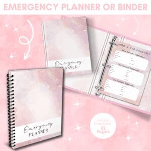 Pink Emergency Planner Or Binder