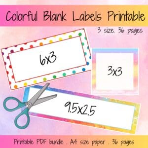 Rainbow Colorful Blank Labels Printable