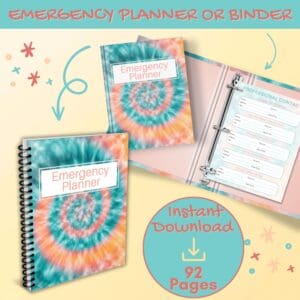 Tie Dye Emergency Planner Or Binder