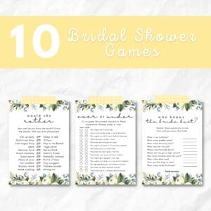 10 BRIDAL SHOWER GAMES