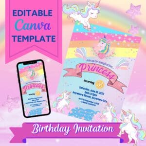 PINK UNICORN BIRTHDAY INVITATION