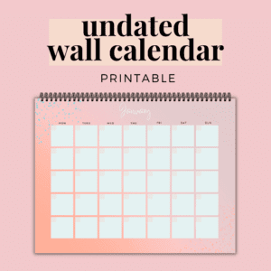 PINK UNDATED WALL CALENDAR PRINTABLE