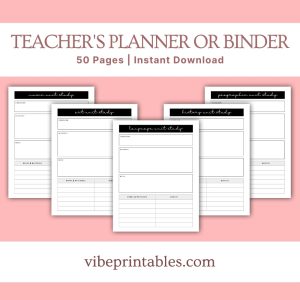 Black & White Teacher’s Planner Or Binder