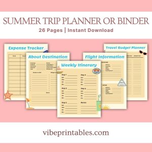 Summer Trip Planner Or Binder