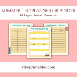 Summer Trip Planner Or Binder