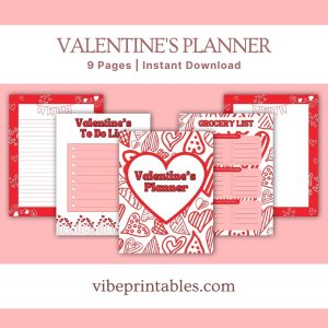 Valentine's Day Planner With Red Hearts