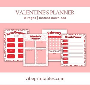 Valentine's Day Planner With Red Hearts