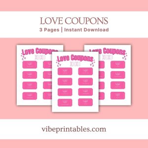 Printable Love Coupons In Pink