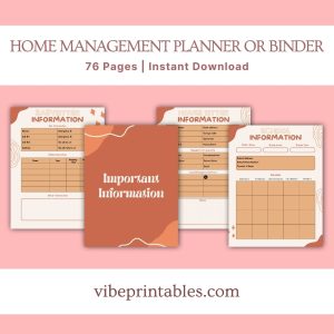 Orange Home Management Planner Or Binder