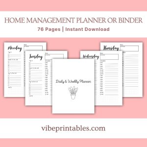 Black & White Home Management Planner Or Binder