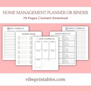 Black & White Home Management Planner Or Binder