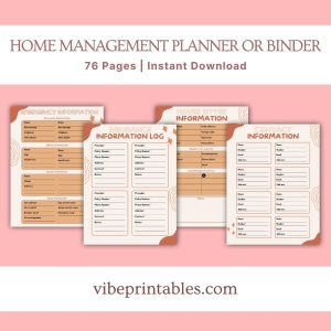 Orange Home Management Planner Or Binder