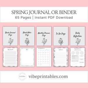 Black & White Spring Journal Or Binder