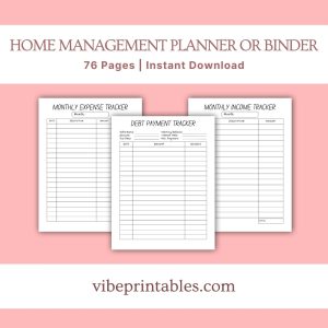 Black & White Home Management Planner Or Binder