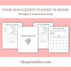 Black & White Home Management Planner Or Binder