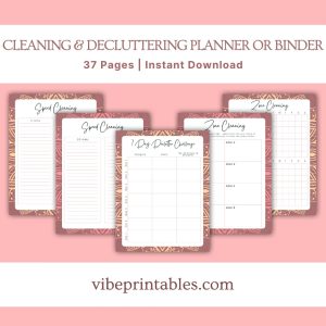 Pink Cleaning Decluttering Planner Or Binder