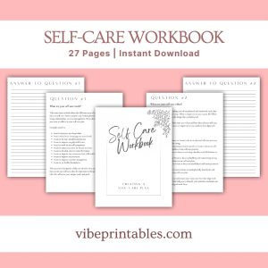 Black & White Self Care Workbook & Planner