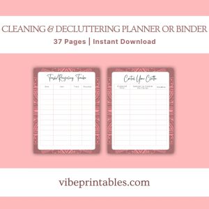 Pink Cleaning Decluttering Planner Or Binder