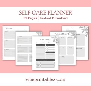 Black & White Self Care Workbook & Planner