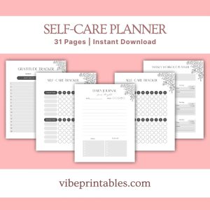 Black & White Self Care Workbook & Planner