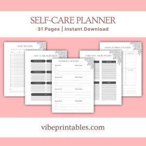 Black & White Self Care Workbook & Planner