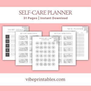 Black & White Self Care Workbook & Planner