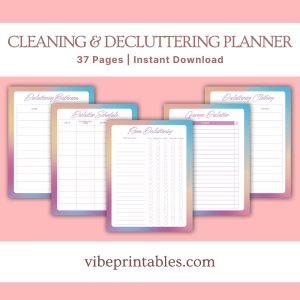 Colorful Cleaning & Decluttering Planner Or Binder