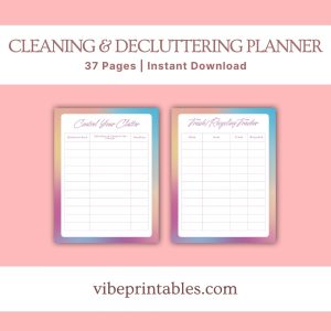 Colorful Cleaning & Decluttering Planner Or Binder