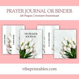 Green Prayer Journal Or Binder With White Tulips