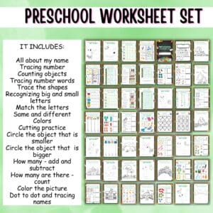 Preschool worksheet set