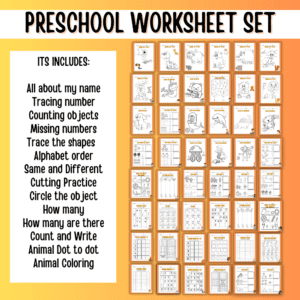 Orange Preschool Worksheet Set