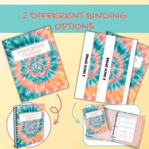 Tie Dye Emergency Planner Or Binder