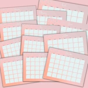 PINK UNDATED WALL CALENDAR PRINTABLE