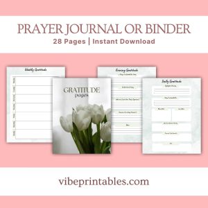 Green Prayer Journal Or Binder With White Tulips