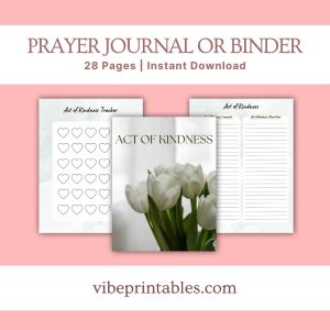 Green Prayer Journal Or Binder With White Tulips