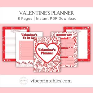 Valentine's Day Planner With Red Hearts