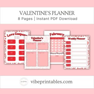 Valentine's Day Planner With Red Hearts