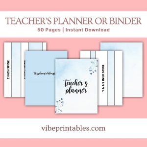 Blue Floral Teacher’s Planner Or Binder