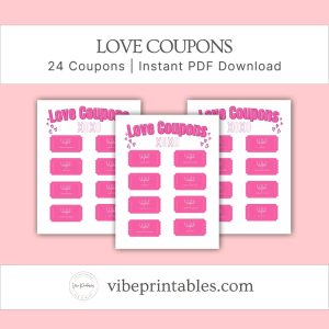 Printable Love Coupons In Pink