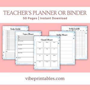 Blue Floral Teacher’s Planner Or Binder