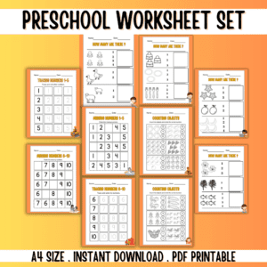 Orange Preschool Worksheet Set