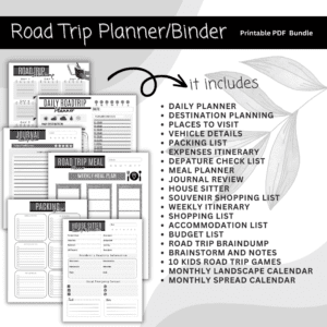 BLACK & WHITE ROAD TRIP PLANNER