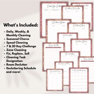 Pink Cleaning Decluttering Planner Or Binder