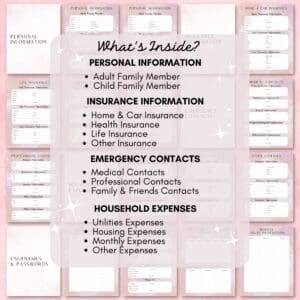 Pink Emergency Planner Or Binder