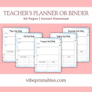 Blue Floral Teacher’s Planner Or Binder