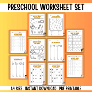 Orange Preschool Worksheet Set