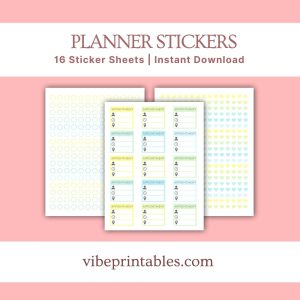 Planner Stickers In Yellow, Blue & Green