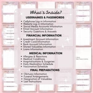 Pink Emergency Planner Or Binder