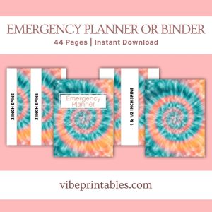 Tie Dye Emergency Planner Or Binder