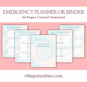 Tie Dye Emergency Planner Or Binder